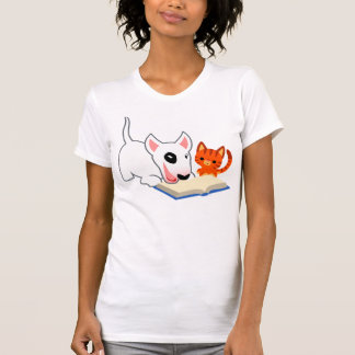 Cartoon Bullie and Kitty with Book Women T - Shirt