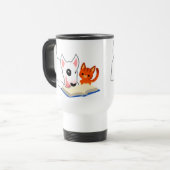 Cartoon Bullie und Kitty mit der Reisebecher (Vorderseite Links)