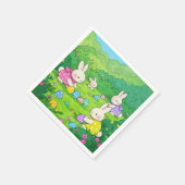 Cartoon Bunnies Ostereier Serviette (Ecke)