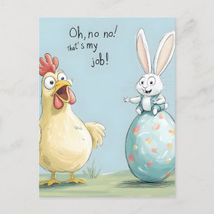 Cartoon Bunny Chick Egg Osterspass Feiertagspostkarte