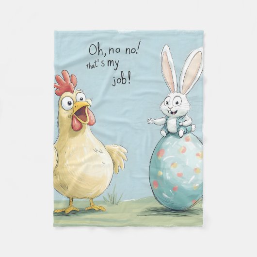 Cartoon Bunny Chick Egg Osterspass Fleecedecke (Vorderseite)