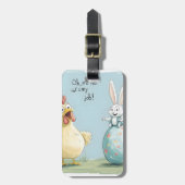 Cartoon Bunny Chick Egg Osterspass Gepäckanhänger (Vorderseite vertikal)