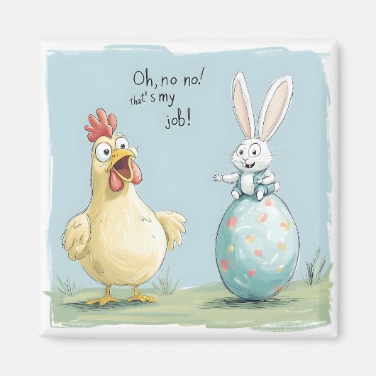 Cartoon Bunny Chick Egg Osterspass Magnet (Vorne)