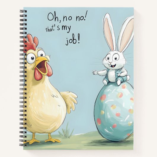 Cartoon Bunny Chick Egg Osterspass Notizblock (Vorderseite)