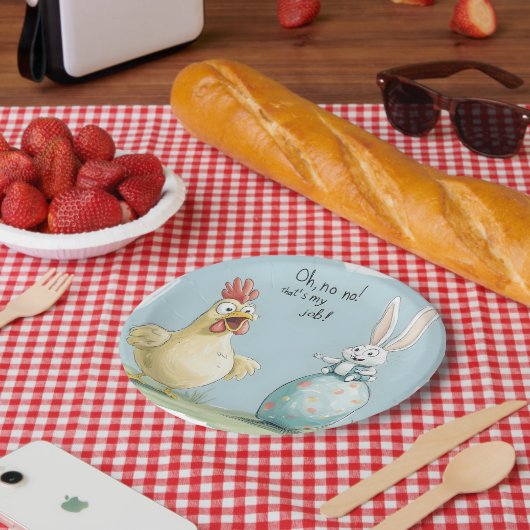 Cartoon Bunny Chick Egg Osterspass Pappteller (Picknick)