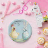 Cartoon Bunny Chick Egg Osterspass Pappteller (Party)