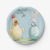 Cartoon Bunny Chick Egg Osterspass Pappteller (Vorderseite)
