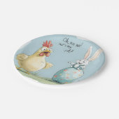 Cartoon Bunny Chick Egg Osterspass Pappteller (Schrägansicht)