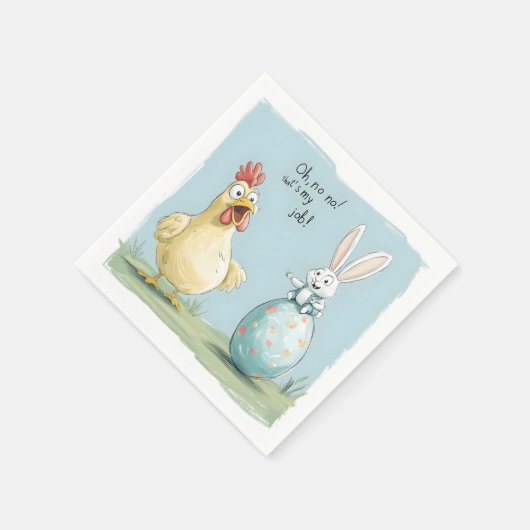 Cartoon Bunny Chick Egg Osterspass Serviette (Ecke)