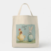 Cartoon Bunny Chick Egg Osterspass Tragetasche (Rückseite)