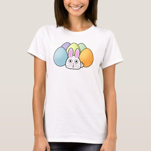 Cartoon Bunny mit Eiern T-Shirt (Vorderseite)