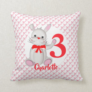 Cartoon Bunny Rabbit Pink Kissen