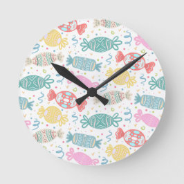 Cartoon bunte festliche Bonbons Runde Wanduhr