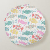 Cartoon bunte festliche Bonbons Rundes Kissen (Rückseite)