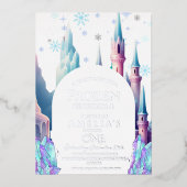 Cartoon Burg gefroren Folieneinladung (Vorderseite)