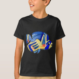 Cartoon Butterfly Blauer Fisch T-Shirt
