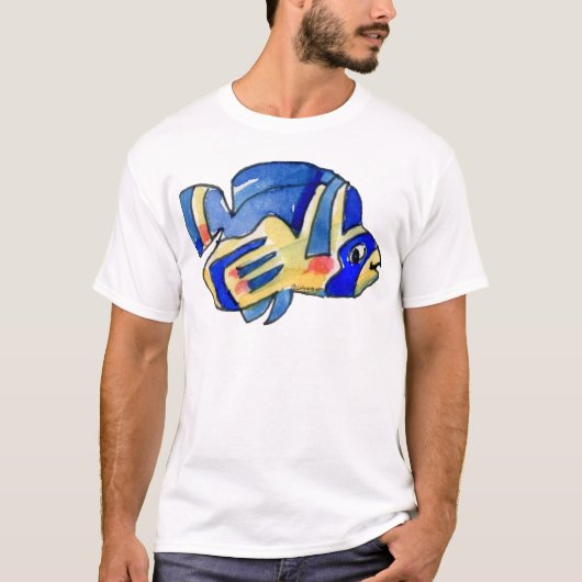Cartoon Butterfly Blauer Fisch T-Shirt (Vorderseite)