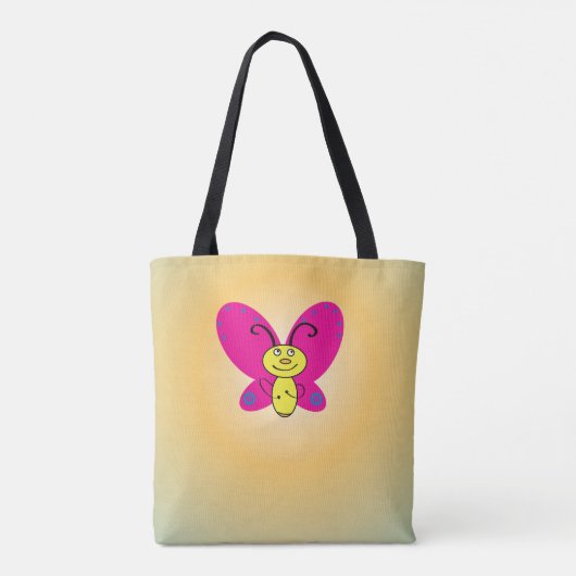 Cartoon Butterfly mit Namen Tasche (Rückseite)