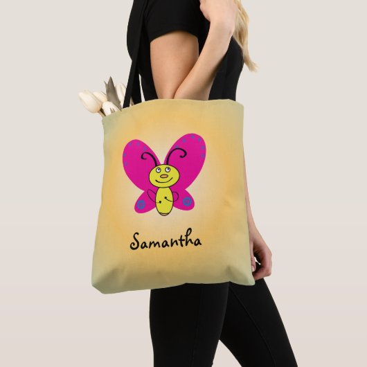 Cartoon Butterfly mit Namen Tasche (Von Nahem)