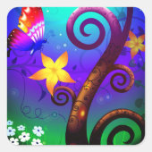 Cartoon Butterfly Quadratischer Aufkleber (Vorderseite)