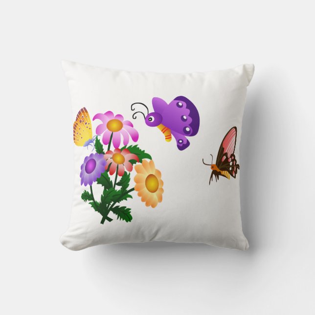 Cartoon Butterfly und Blume American MoJo Kissen (Vorderseite)