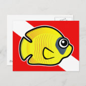 Cartoon Butterflyfish-Tauchflagge Postkarte (Vorne/Hinten)