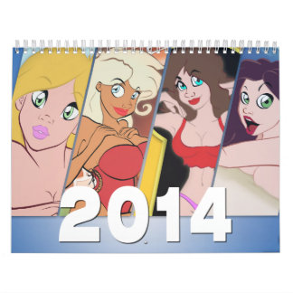 Cartoon Button-Oben Kalender 2014