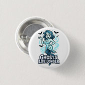 Cartoon Button-Up-Ghost - Ghosts Live länger Button (Vorne & Hinten)