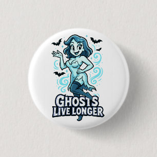 Cartoon Button-Up-Ghost - Ghosts Live länger Button