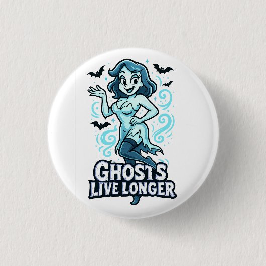 Cartoon Button-Up-Ghost - Ghosts Live länger Button (Vorderseite)