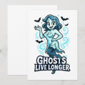 Cartoon Button-Up-Ghost - Ghosts Live länger Einladung (Vorne/Hinten)