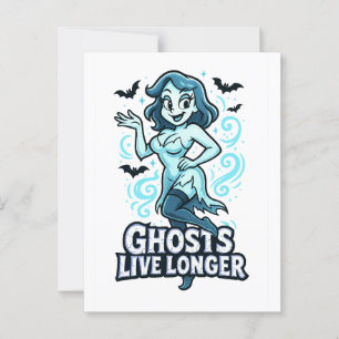 Cartoon Button-Up-Ghost - Ghosts Live länger Postkarte