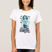 Cartoon Button-Up-Ghost - Ghosts Live länger T-Shirt (Vorderseite)