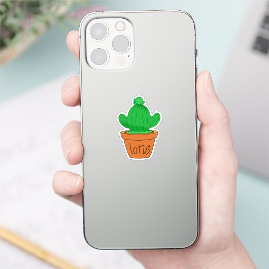 Cartoon Cactus Custom-Cut Vinyl Sticker (Telefon)