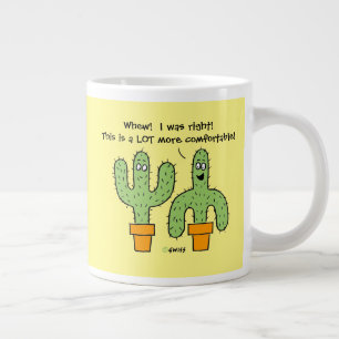 Cartoon Cactus in Pot Bright Yellow Sunshine Jumbo-Tasse
