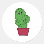 Cartoon Cactus making Heart Sign with Hands Runder Aufkleber (Vorderseite)