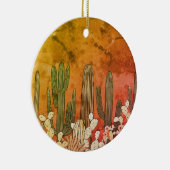 Cartoon Cactus on Orange Keramik Ornament (Rechts)