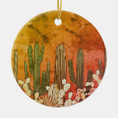 Cartoon Cactus on Orange Keramik Ornament (Vorne)