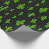 Cartoon Cactus Pflanze auf schwarz Geschenkpapier (Ecke)