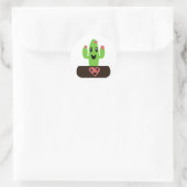 Cartoon Cactus Runder Aufkleber (Tasche)