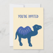 Cartoon Camel Blue Bactrian 2 Humps Custom Einladung (Vorderseite)