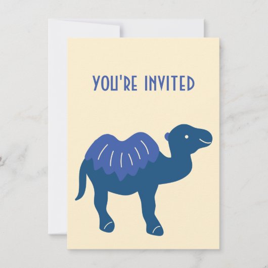 Cartoon Camel Blue Bactrian 2 Humps Custom Einladung (Vorderseite)