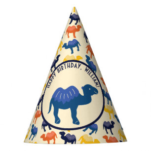 Cartoon Camel Blue Bactrian 2 Humps Personalisiert Partyhütchen