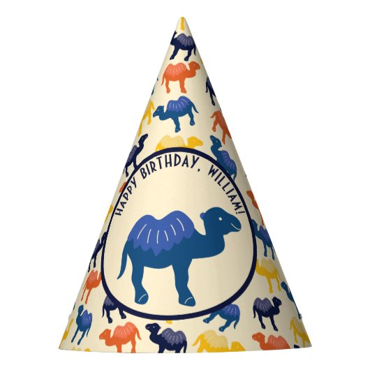Cartoon Camel Blue Bactrian 2 Humps Personalisiert Partyhütchen (Vorderseite)