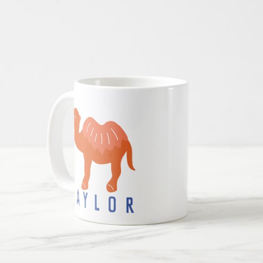Cartoon Camel Orange Bactrian 2 Humps Personalisie Kaffeetasse (Vorderseite Links)