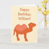 Cartoon Camel Orange Bactrian 2 Humps Personalisie Karte (Gelbe Blume)