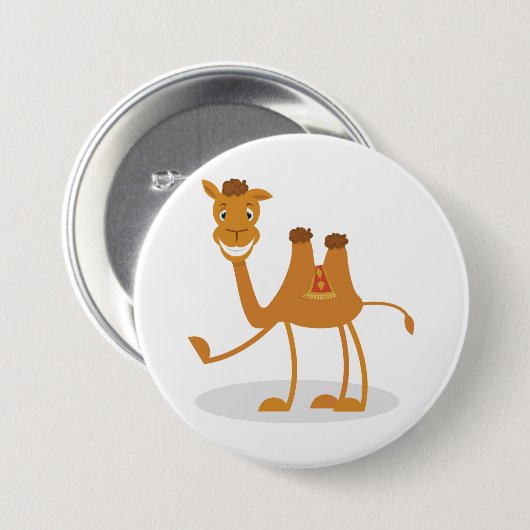 Cartoon Camel Smiling Desert Animal Character Button (Vorne & Hinten)