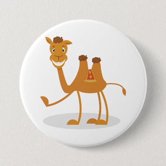 Cartoon Camel Smiling Desert Animal Character Button (Vorderseite)
