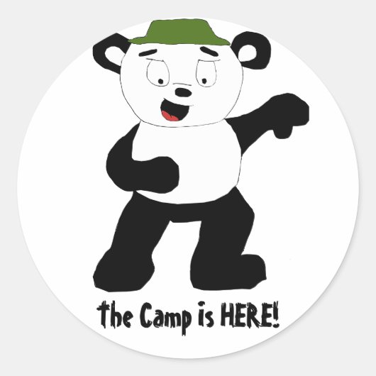 Cartoon Camp Panda Runder Aufkleber (Vorderseite)