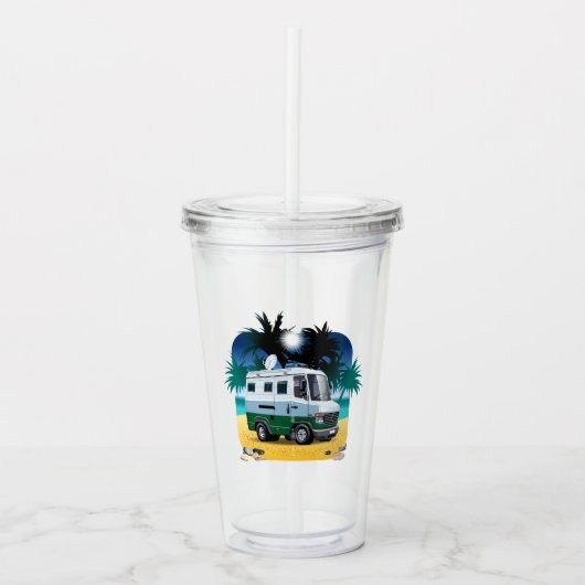 Cartoon Camper Acryltrinkbecher (Vorderseite)